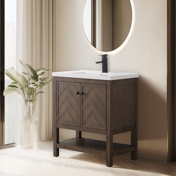 Ebern Designs 30" Herringbone Design Single Bathroom Vanity with ...